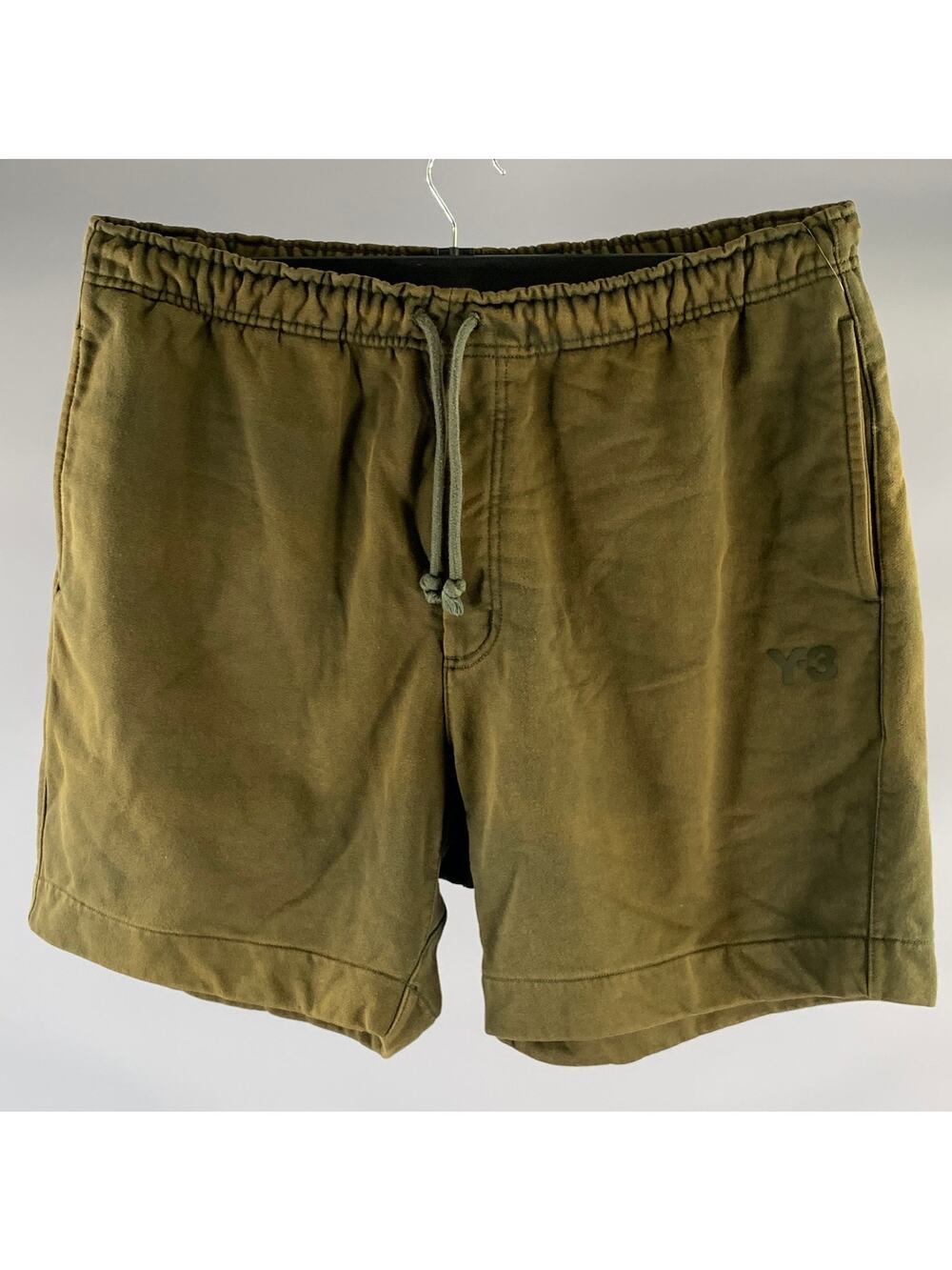 Y-3 Size L Olive Polyester Blend Sweat Shorts